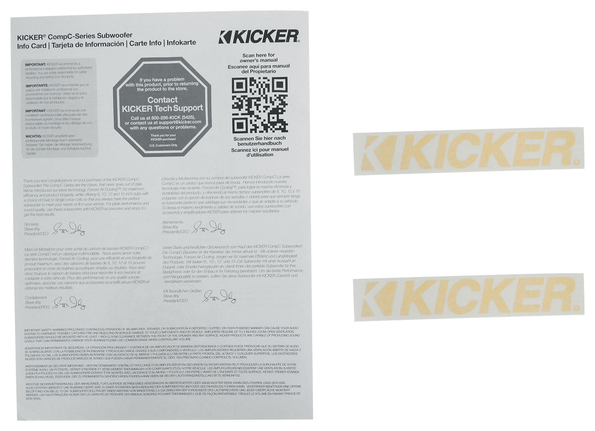 Kicker 50CWCD124 CompC 12" Subwoofer DVC 4 ohm Car Stereo Sub CWCD124