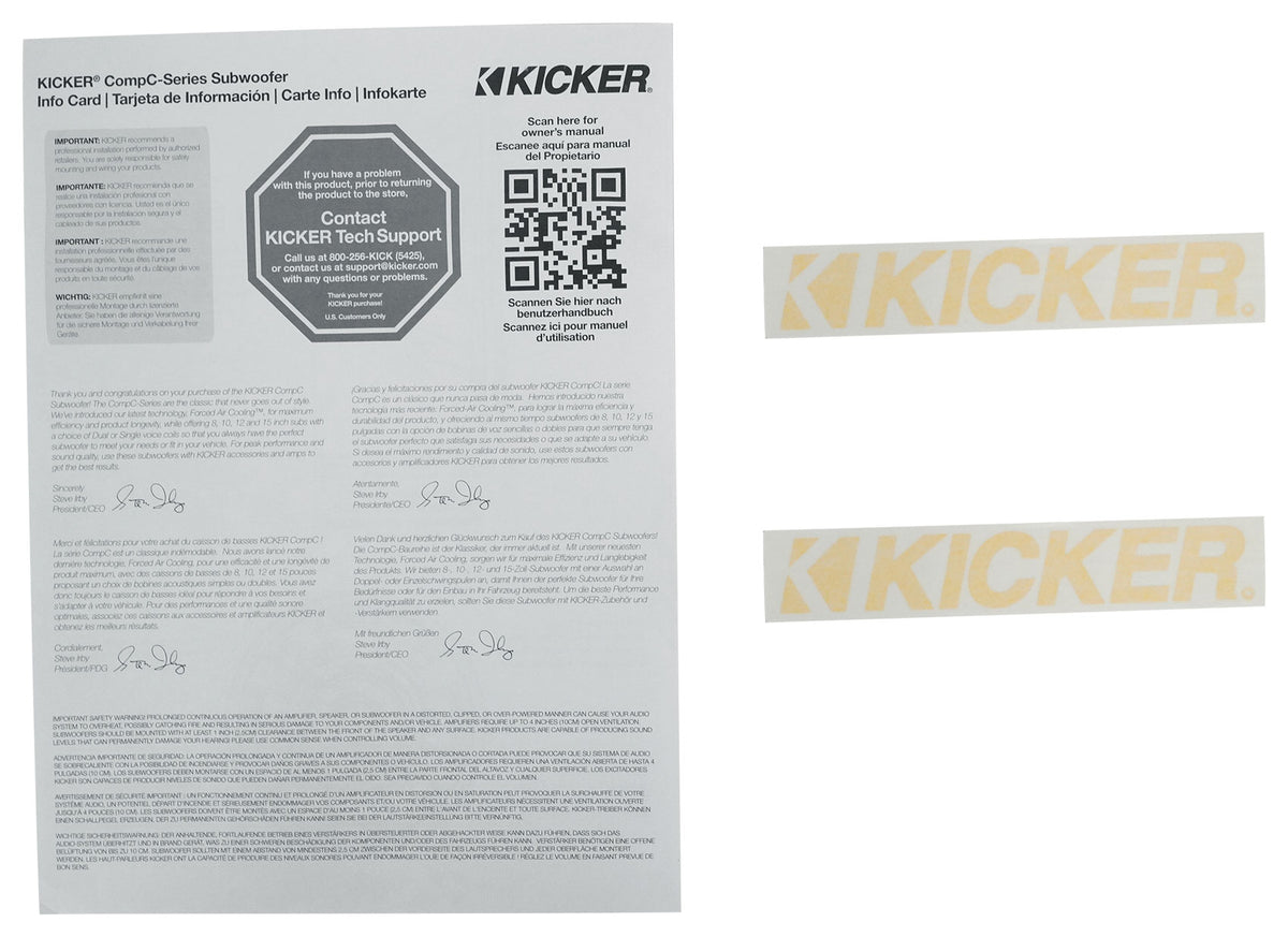 Kicker 50CWCS124 CompC 12" Subwoofer SVC 4 ohm Car Audio Sub CWCS124