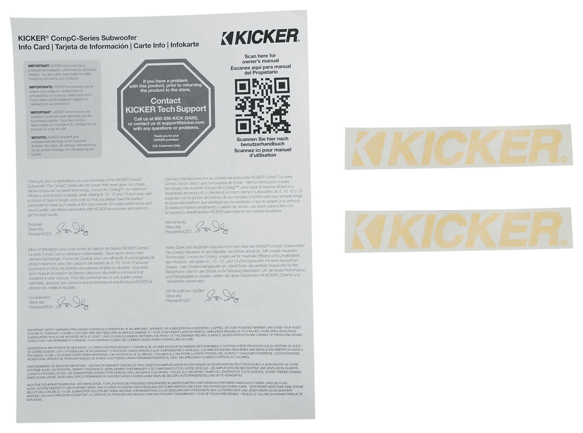 Kicker 50CWCS154 CompC 15" Subwoofer SVC 4 ohm Car Audio Sub CWCS154