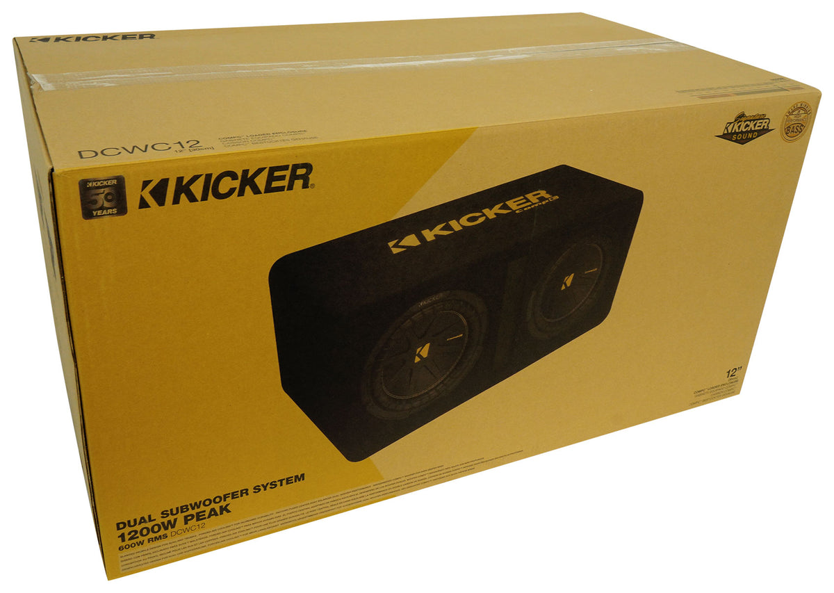 Kicker 50DCWC122 CompC Dual 12" Subwoofers in Vented Sub Box Enclosure DCWC122