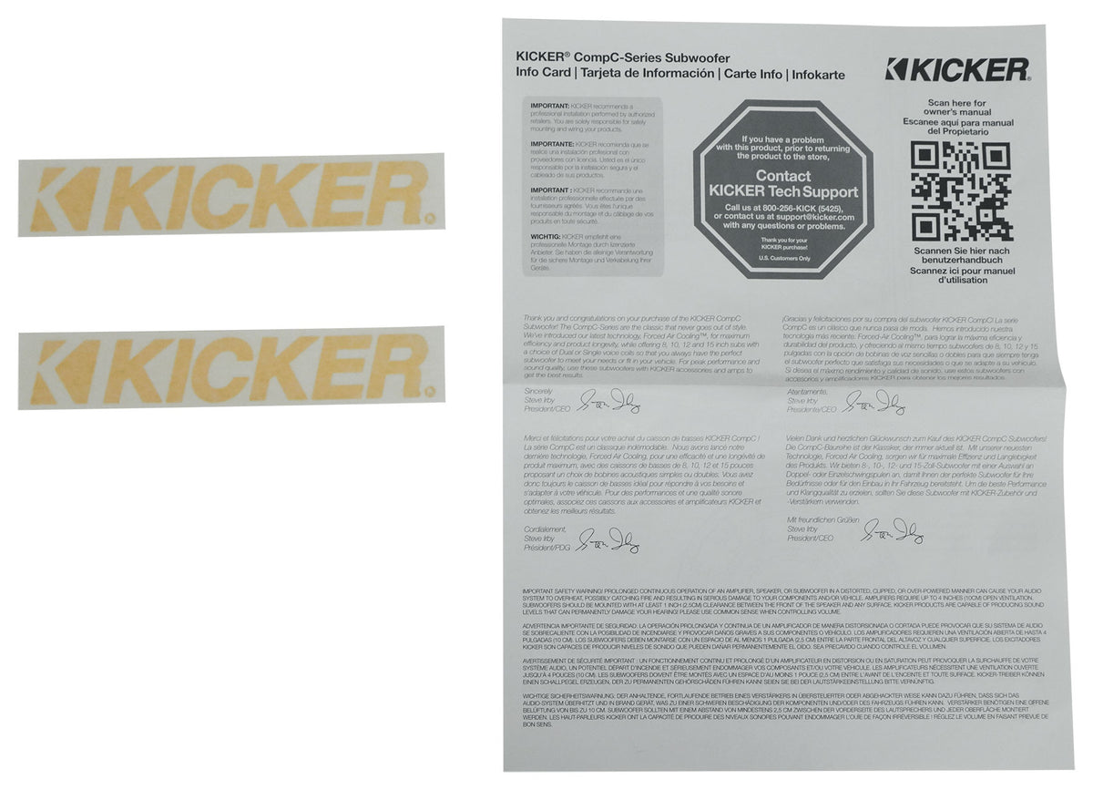 Kicker 50CWCS84 CompC 8" Subwoofer SVC 4 ohm Car Audio Sub CWCS84