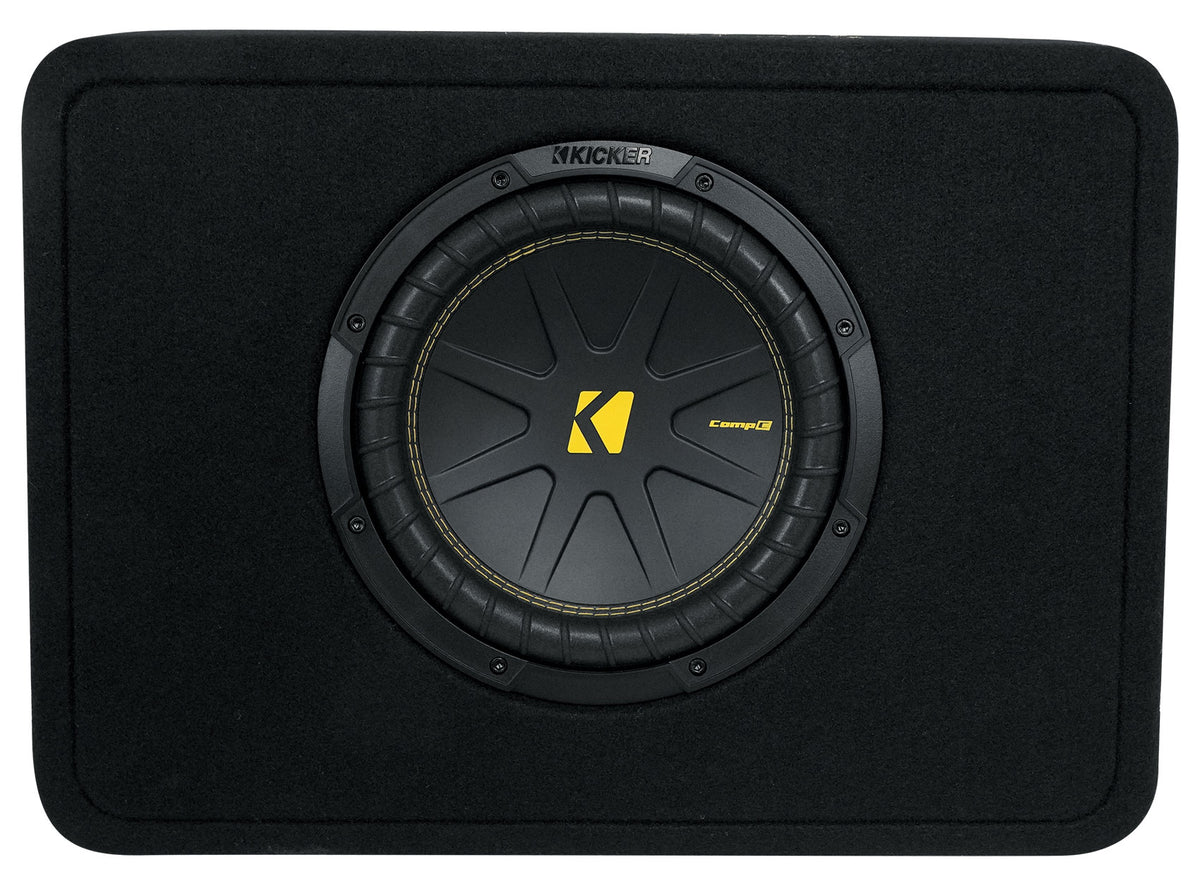 Kicker 50TCWC104 CompC 10" Subwoofer+Slim Shallow Sub Box Enclosure 4ohm TCWC104