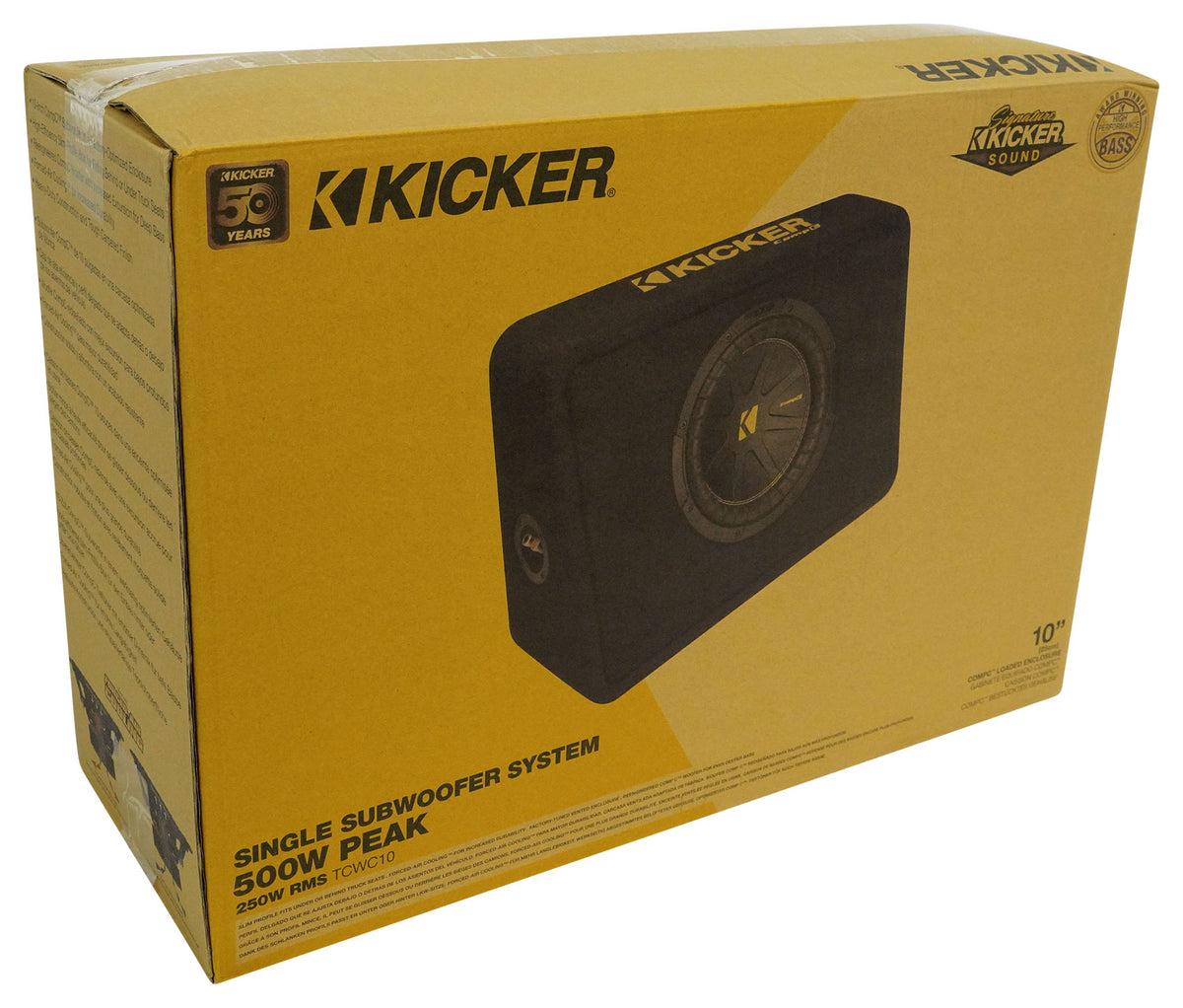 Kicker 50TCWC102 CompC 10" Subwoofer+Slim Shallow Sub Box Enclosure 2ohm TCWC102