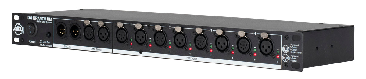 American DJ D4 Branch RM Single Rack 4-Way DMX Distributor/Booster w/XLR IO Jack
