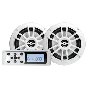 MB Quart MDR2.0S2W Marine Boat Receiver+2) 6.5" White Speakers+Bluetooth Speaker