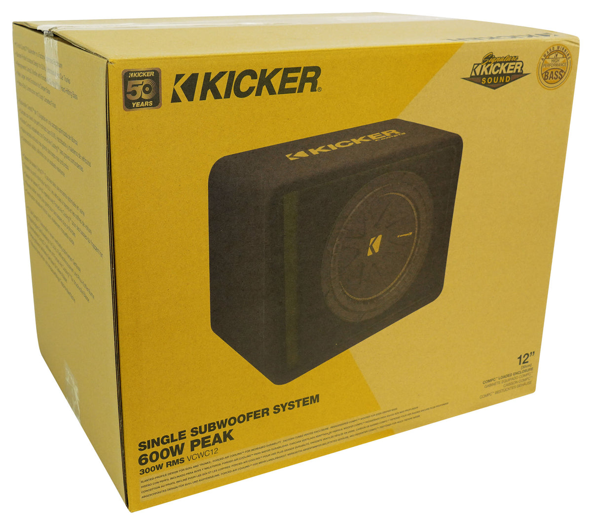 Kicker 50VCWC124 CompC 12" Subwoofer in Vented Sub Box Enclosure 4-Ohm VCWC124
