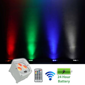Rockville WET PAR 50 White Waterproof Battery DJ Light+Wireless DMX+RF Remote