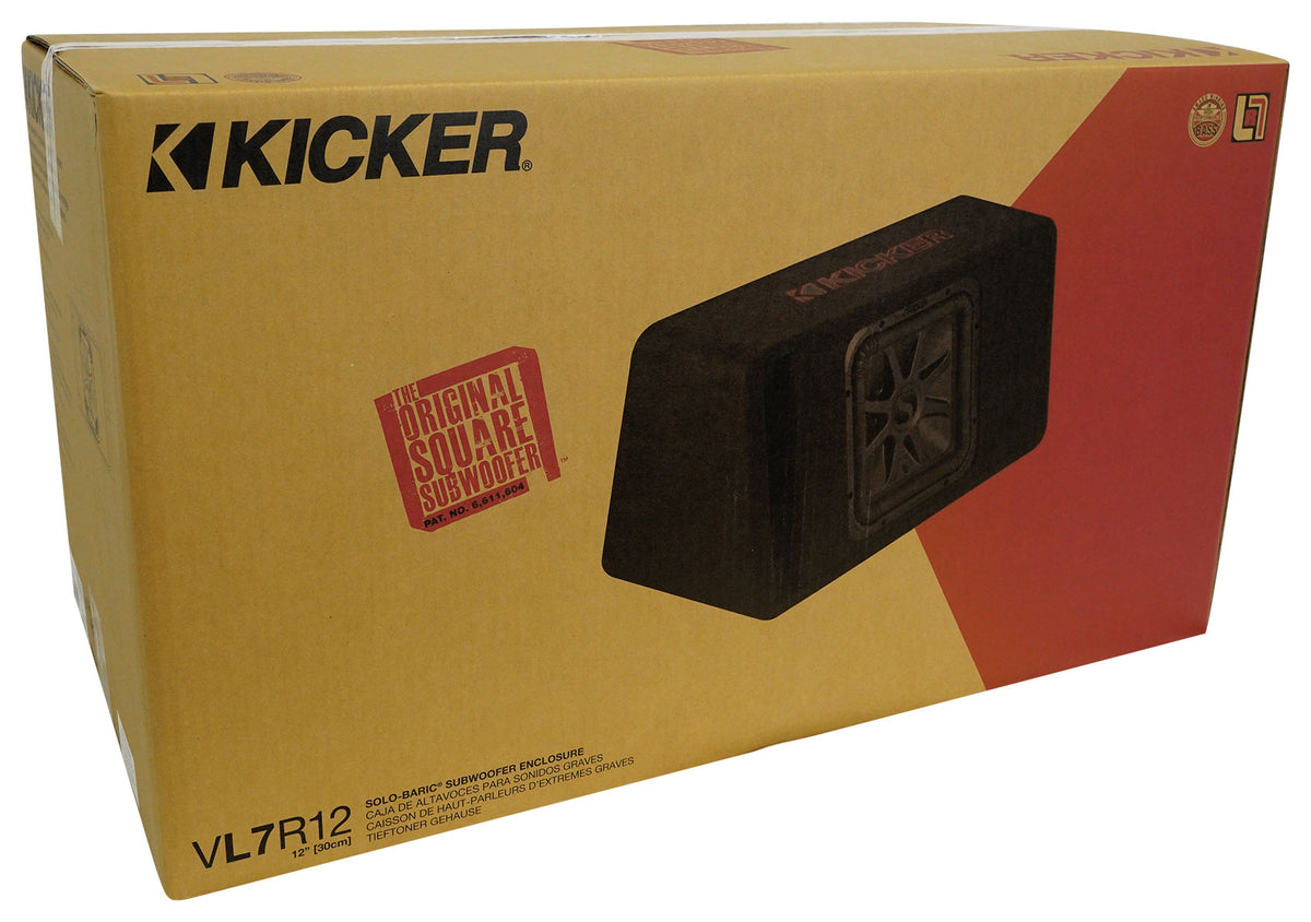 KICKER 45VL7R122 L7R 12" Subwoofer+Trepezoidal Vented Sub Box Enclosure VL7R122