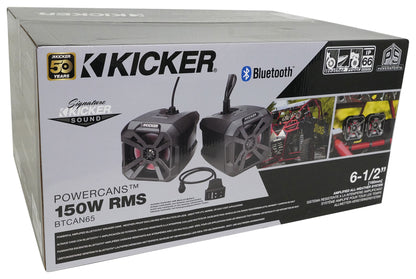 Pair KICKER 48BTCAN65 6.5" Powered Tower Speakers w/Bluetooth 4 ATV/UTV BTCAN65