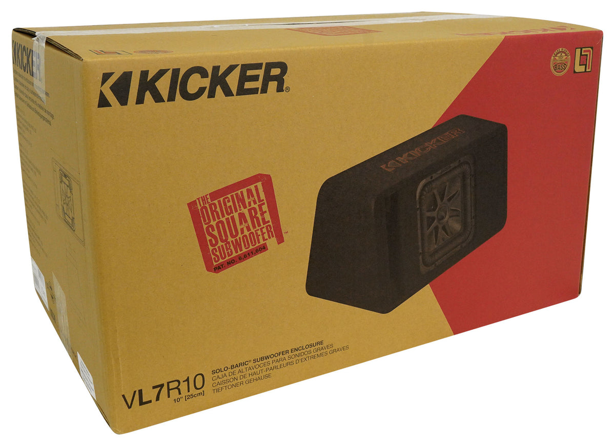 KICKER 45VL7R102 L7R 10" Subwoofer+Trapezoidal Vented Sub Box Enclosure VL7R102