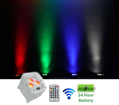 (6) WET PAR 50 White Waterproof RF Battery Lights+Wireless DMX Control