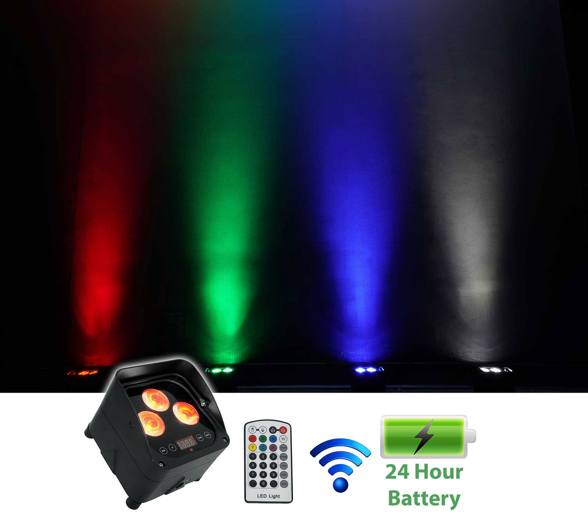 (2) WET PAR 50 Waterproof RF Battery DJ Lights+Wireless DMX Control+Bag
