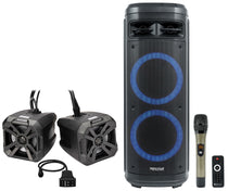 48BTCAN65 Powered Tower Speakers (Pair) + Go Party ZR10 Party Speaker