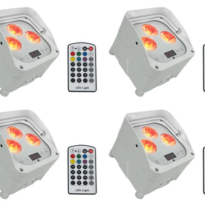 4 Rockville WET PAR 50 White Waterproof Battery DJ Lights+Wireless DMX+RF Remote