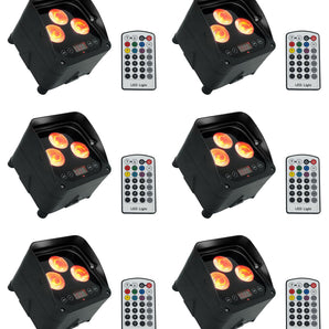 (6) Rockville WET PAR 50 Waterproof Battery LED DJ Lights+Wireless DMX+RF Remote