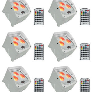 6 Rockville WET PAR 50 White Waterproof Battery DJ Lights+Wireless DMX+RF Remote