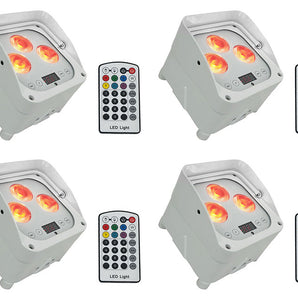 8 Rockville WET PAR 50 White Waterproof Battery DJ Lights+Wireless DMX+RF Remote