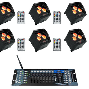 (6) Rockville WET PAR 50 Waterproof RF Battery DJ Lights+Wireless DMX Controller