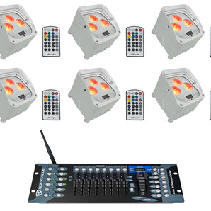 (6) Rockville WET PAR 50 White Waterproof RF Battery Lights+Wireless DMX Control