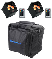 (2) WET PAR 50 Waterproof Battery DJ Lights+Wireless DMX+RF Remote+Bag