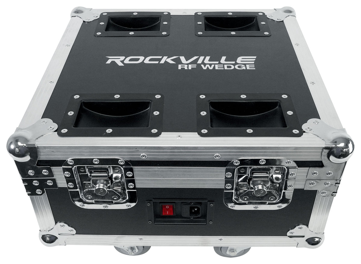 Rockville RF WEDGE PACK WHITE (6) Battery Wireless DJ Wash Lights+RF Remote+Case
