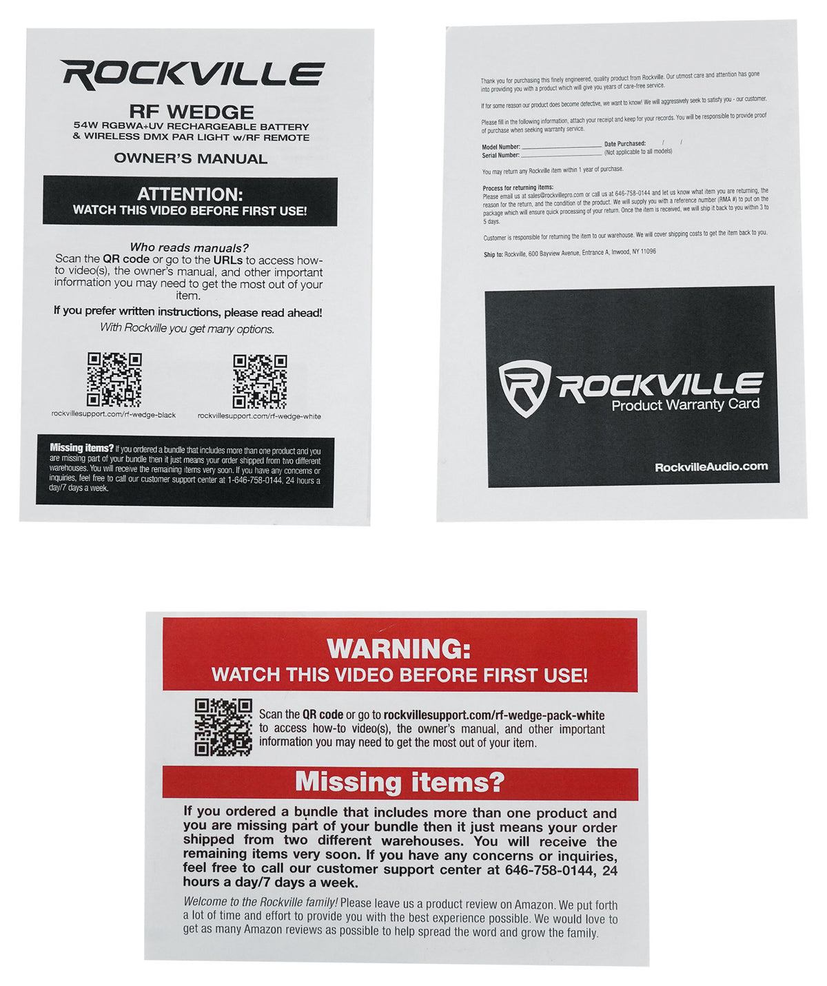 Rockville RF WEDGE PACK WHITE (6) Battery Wireless DJ Wash Lights+RF Remote+Case