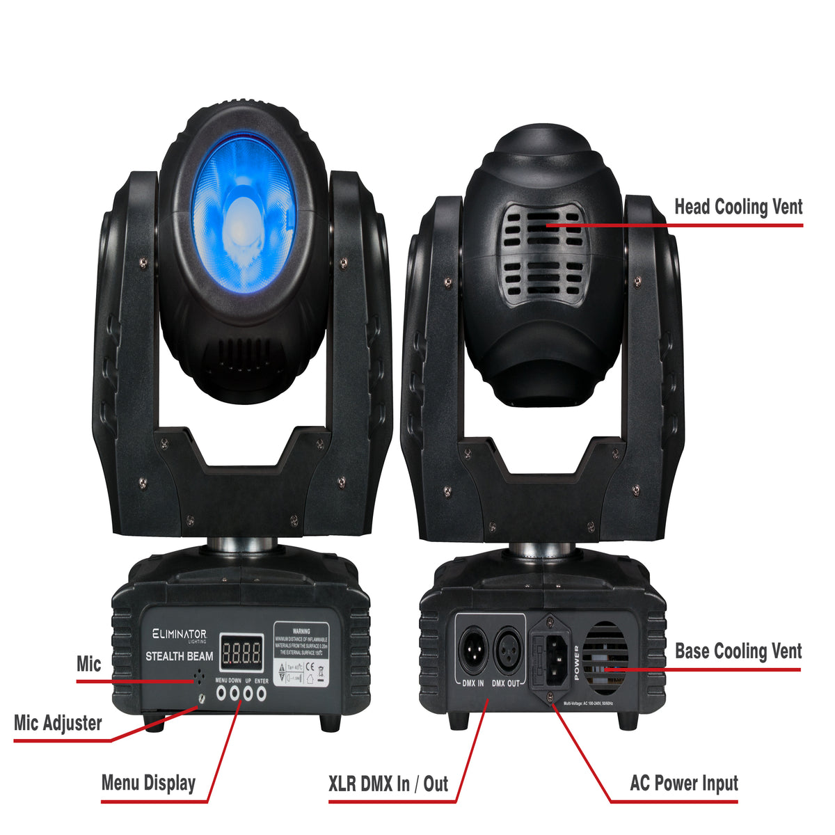 American DJ Eliminator Stealth Beam 60 Watt RGBW LED DMX Moving Head Beam Light