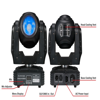 American DJ Eliminator Stealth Beam 60 Watt RGBW LED DMX Moving Head Beam Light