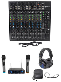 1642VLZ4 16-Channel Mixer, Dual Wireless Mics & DJ Headphones