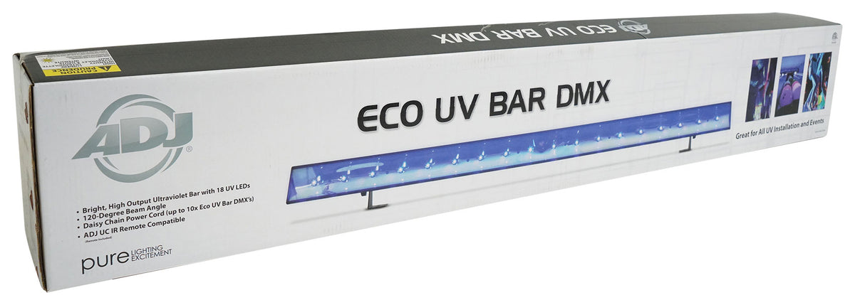 American DJ ECO BAR UV DMX 18 x 3 Watt Ultraviolet LED Bar Black Light w/ Remote