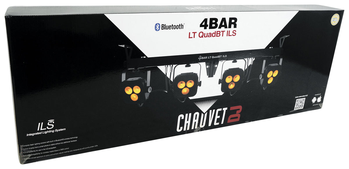 Chauvet DJ 4BAR LT QuadBT ILS Bluetooth Wash Lighting Kit+Tripod+Bag+Footswitch