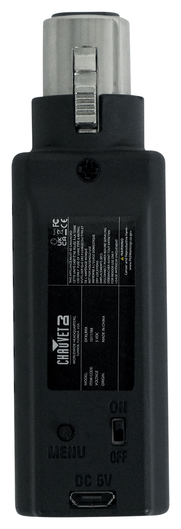 Chauvet D-Fi XLR RX Rechargeable D-Fi Receiver Turns DMX Light into Wireless DMX
