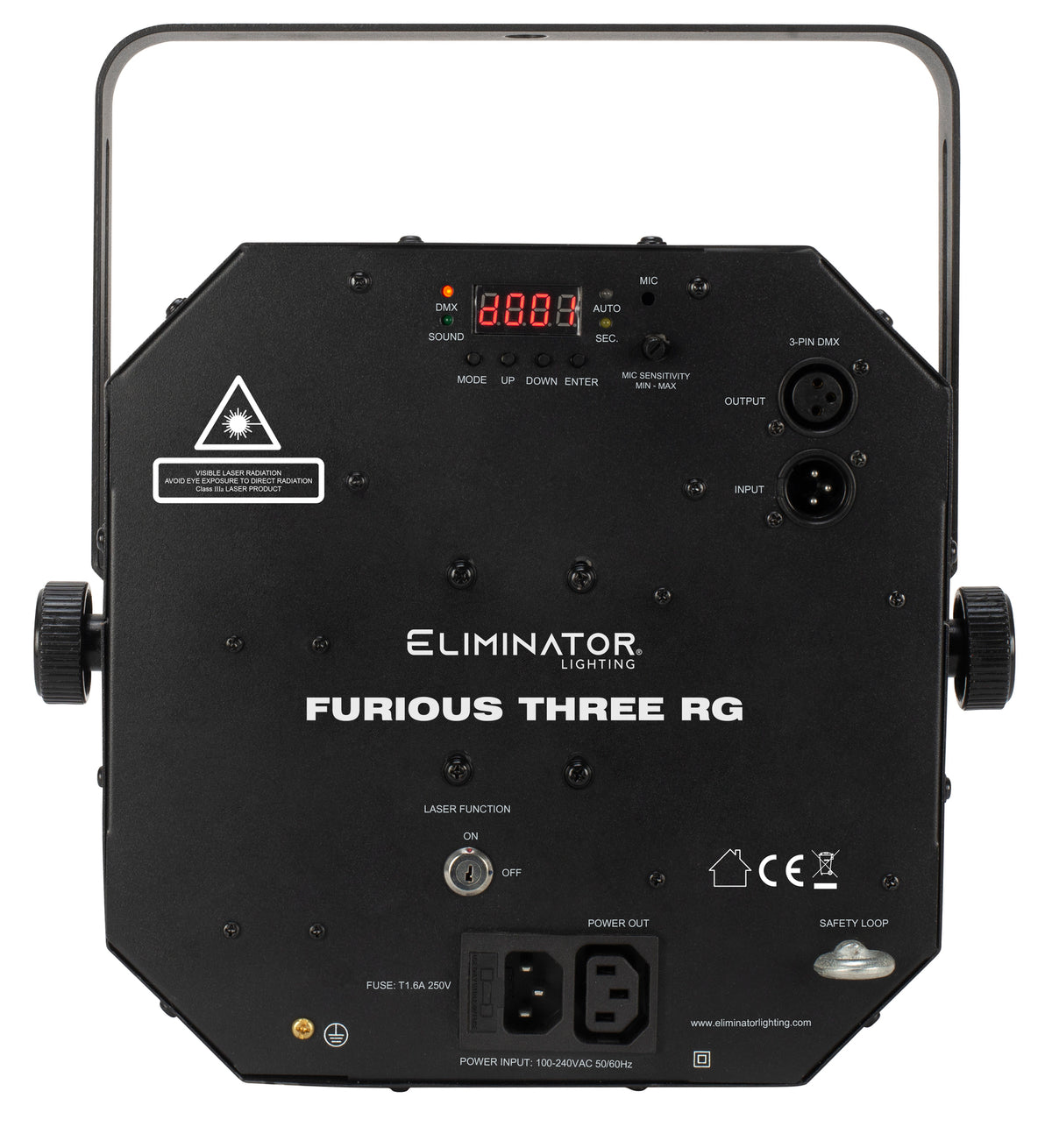 Eliminator Furious Three RG 3-FX-In-1 LED DMX Moonflower/Wash/Laser Effect Light
