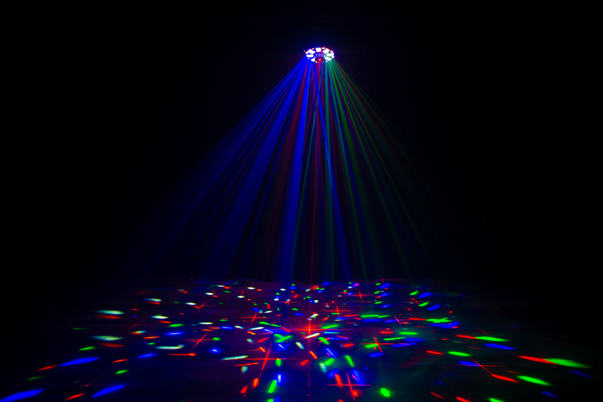 Eliminator Furious Three RG 3-FX-In-1 LED DMX Moonflower/Wash/Laser Effect Light