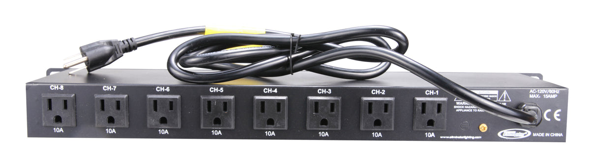 Eliminator E107 USB Rack Mount 8-Channels Power Center with 2 USB Ports ADJ