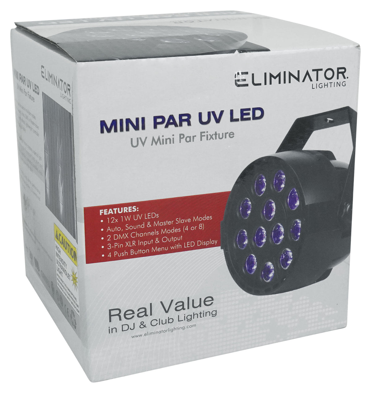 Eliminator Mini Par UV LED DMX Par Can Blacklight For DJ/Stage/Clubs/Bars ADJ
