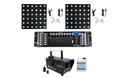 (2) STAGE MATRIX 36 RGB DJ Blinder Lights + DMX Controller + LED Fogger