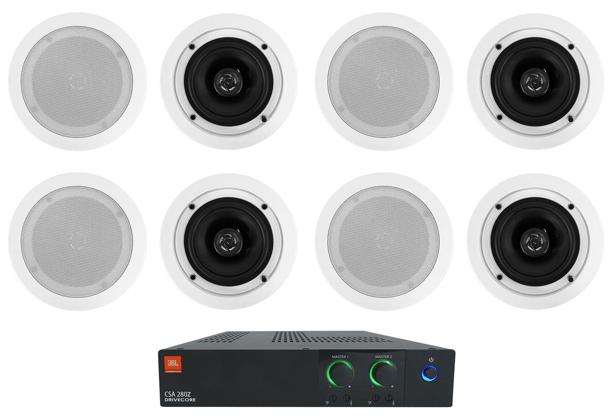 JBL CSA 280Z 2 x 80w Commercial 70v Amplifier Amp+(8) 5.25" Ceiling Speakers