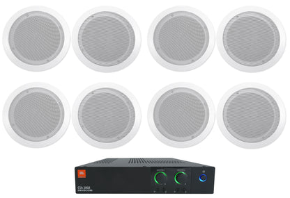 JBL CSA 280Z 2 x 80w Commercial 70v Amplifier Amp+(8) 6.5" Ceiling Speakers