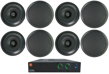 JBL CSA 280Z 2 x 80w Commercial 70v Amplifier Amp+(8) Black 8" Ceiling Speakers