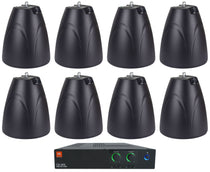 JBL CSA 280Z Commercial Amplifier+(8) Black 6.5" 70V Hanging Pendant Speakers