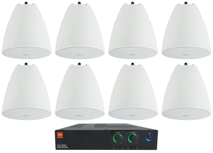CSA 280Z Amplifier + (8) White 6.5" Hanging Pendant Speakers