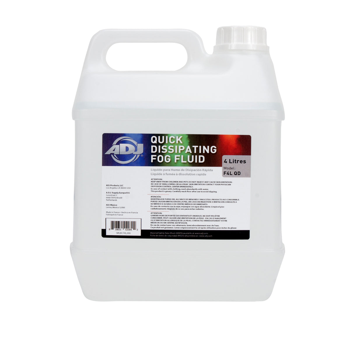 ADJ F4L QD 4 Liters Fog Fluid For ADJ Volcano+Fog Fury Jett+Fog Fury Jett Pro