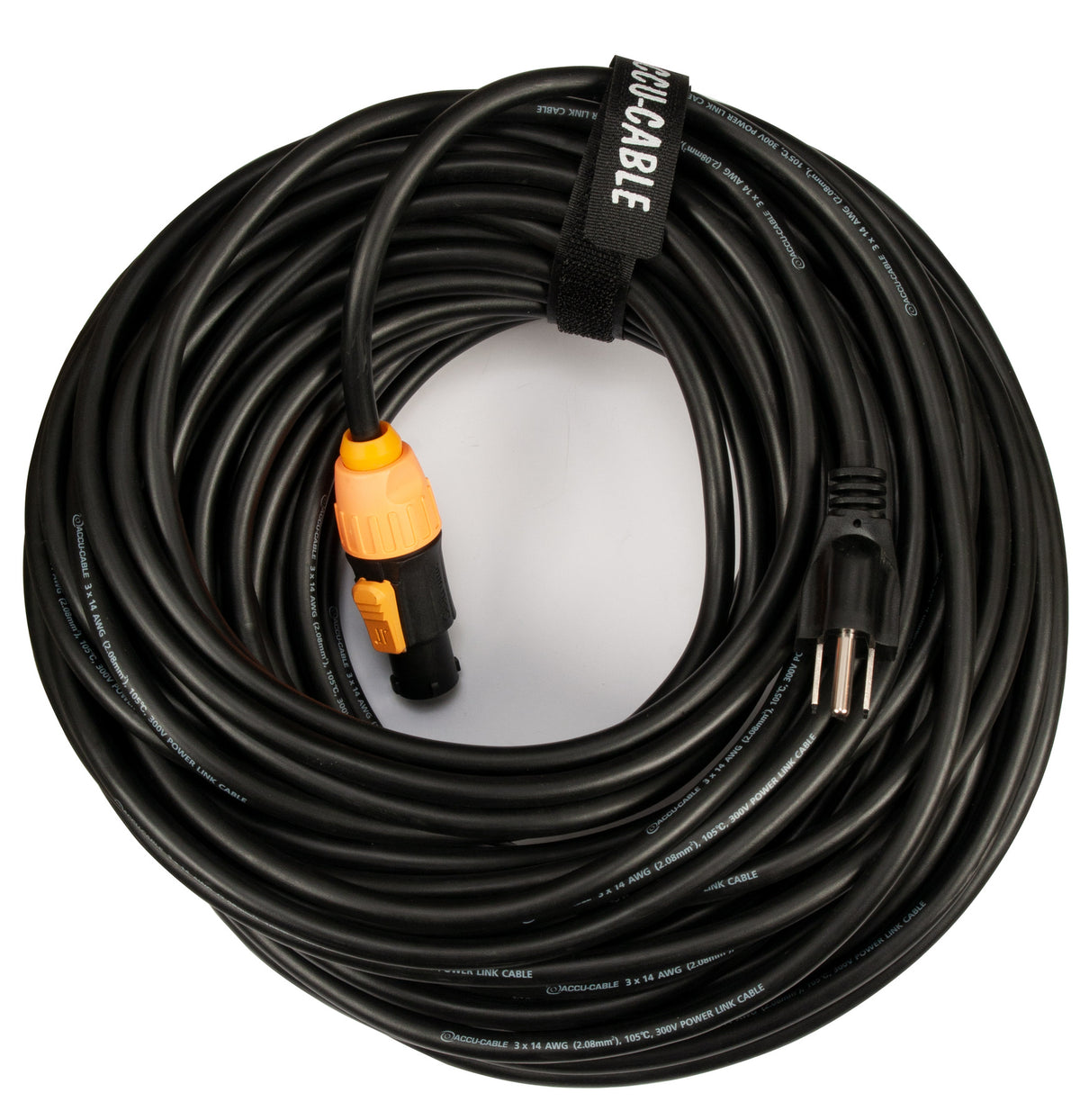 Accu-Cable SIP1MPC100 IP65 100' Power Twist Lock To 3-Prong Edison Plug Cable