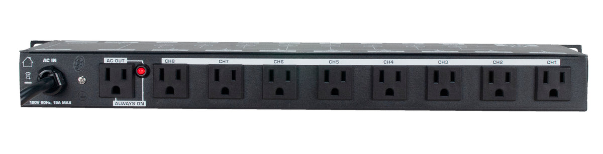 ADJ POW-R BAR RACK USB Rack Mount 10-Outlet+2 USB Charging Ports Power Supply