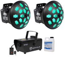 (2) VERTIGO HEX LED 12W 6-Color Dance Floor Effect Lights + Fog Machine