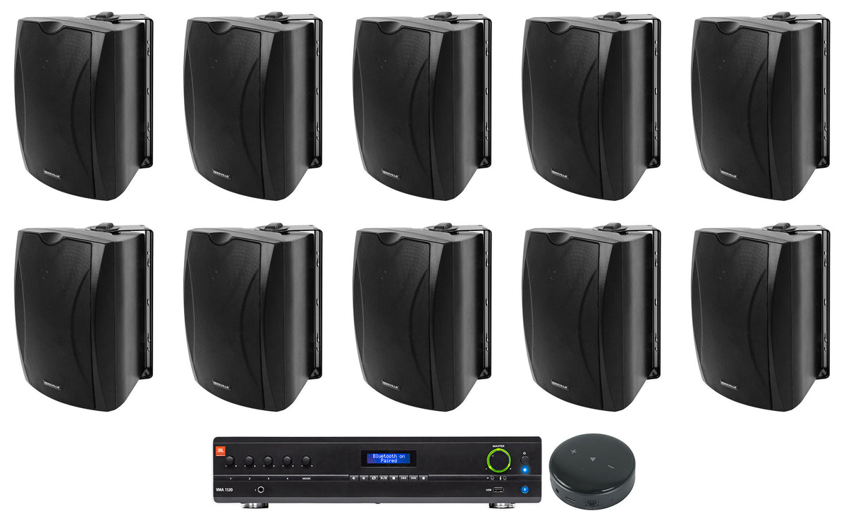 JBL VMA1120 Commercial 70v Bluetooth Amp+Wifi Receiver+(10) 5.25" Wall Speakers