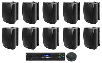 JBL VMA1120 Commercial 70v Bluetooth Amp+Wifi Receiver+(10) 5.25" Wall Speakers
