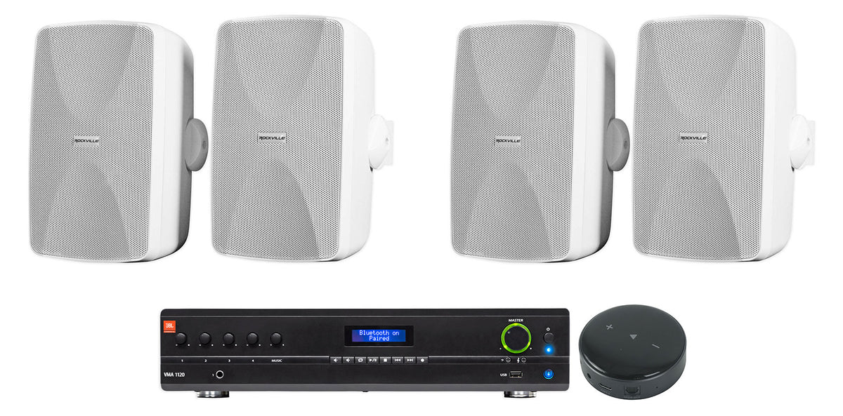 JBL VMA1120 Commercial Bluetooth Mixer/Amplifiier+Wifi Receiver+4) Wall Speakers