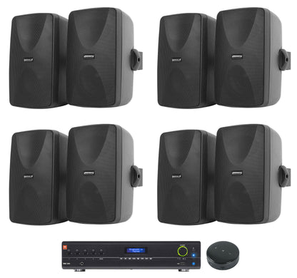 JBL VMA1240 Commercial 70v Mixer/Amplifier+Wifi Receiver+(8) Black Wall Speakers